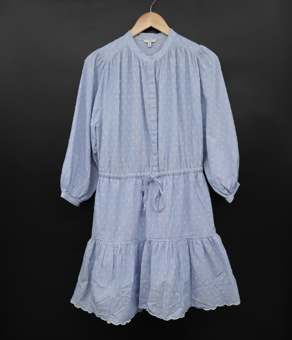 Joie Women's Adel Cotton Fil Coupe Tiered Mini Shirt Dress Cornflower Blue Sz M